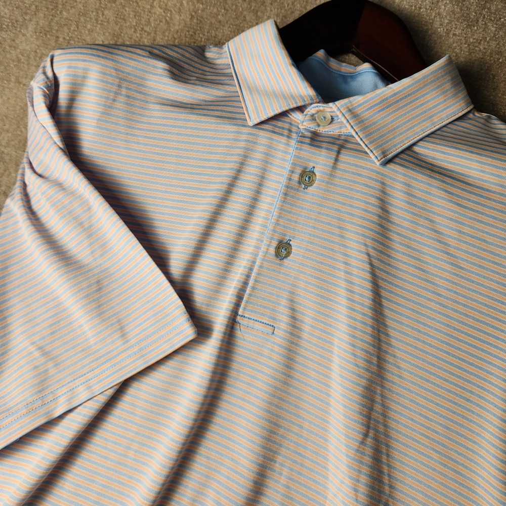Southern Tides Polo Shirt Mens Large Blue Orange Striped Golf Top XL